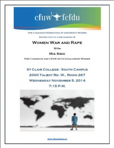 Women, War and Rape talk at CFUW Windsor meeting