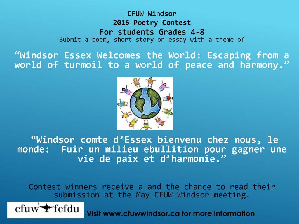 CFUW Windsor 2016 Poetry Contest