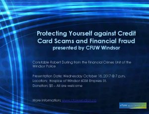 Protecting Yourself against Credit Card Scams and Financial Fraud